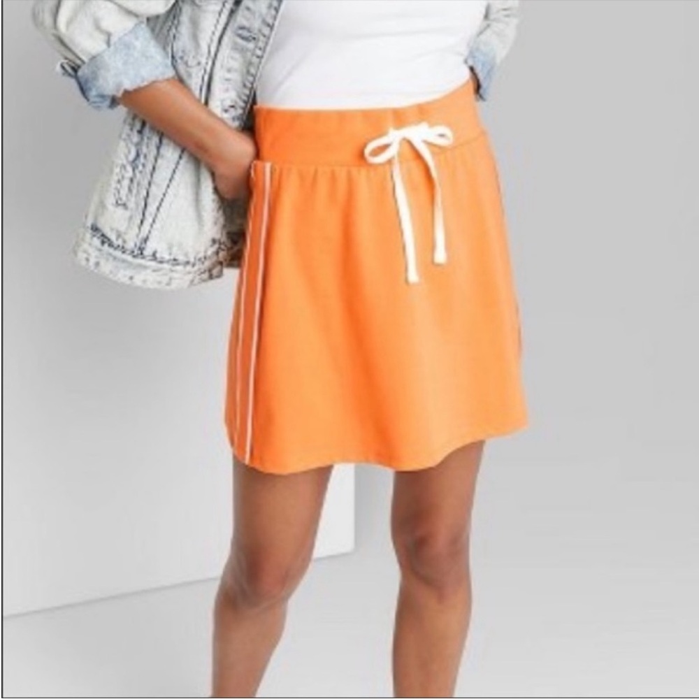 Wild Fable NWT Orange Skirt with Sporty Orange & White Stripes 2X NEW Chic